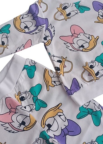 6-9 Ay Beden beyaz Renk Daisy Duck Baskılı İkili Takım 