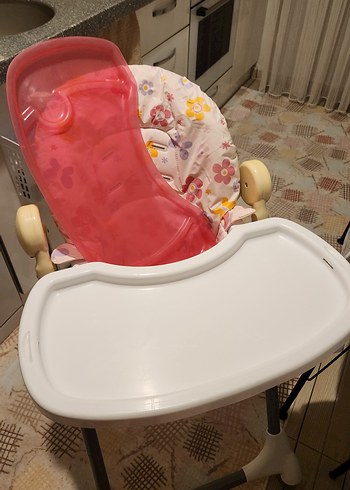 Kraft Pembe Çiçek Desenli Mama Sandalyesi