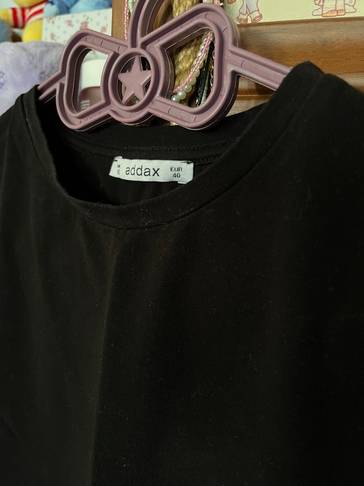 Kadın Siyah Kısa Kollu Crop Tişört - Görsel 2