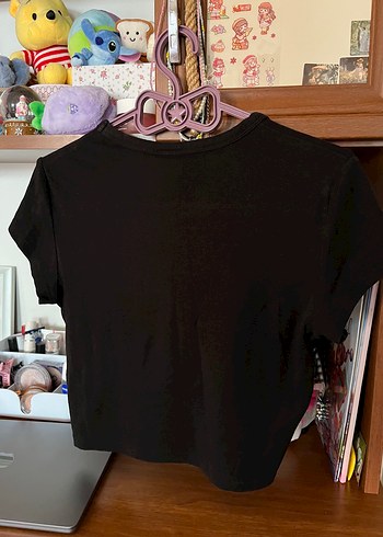 Siyah Ayıcık Baskılı Kısa Kollu Goth Tişört - Görsel 3