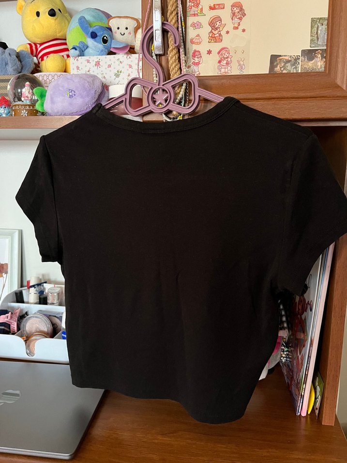 Siyah Ayıcık Baskılı Kısa Kollu Goth Tişört - Görsel 3