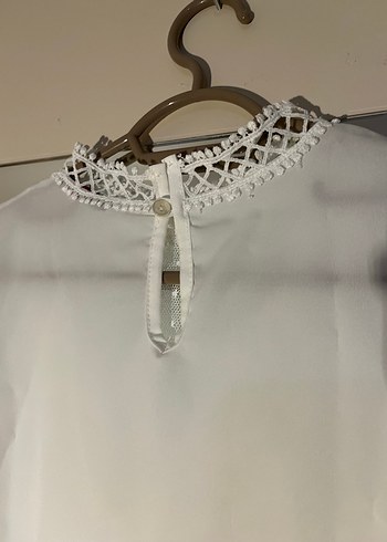 American Vintage Dantel Detaylı V Yaka Beyaz Bohem Bluz