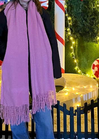 LC Waikiki Püsküllü Kalın Pembe Kadın Atkı