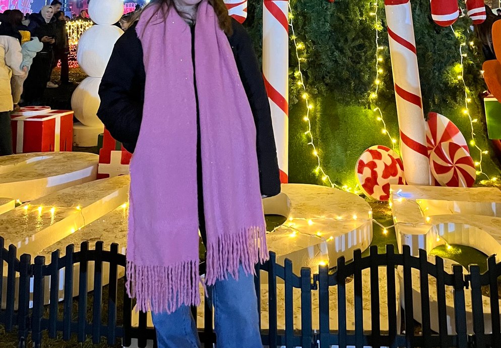 Püsküllü Kalın Pembe Kadın Atkı - Görsel 3