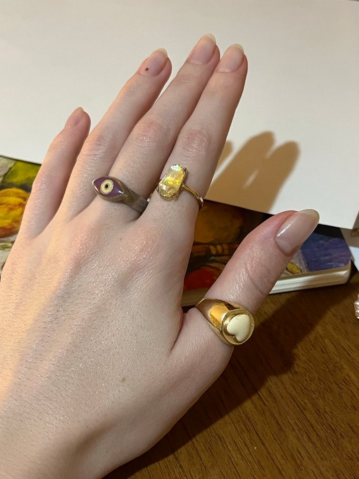 Parlak Altın Bohem Kadın Yüzük - Görsel 2