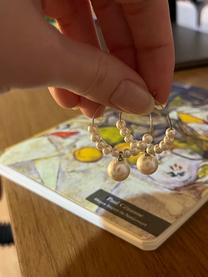 İnci Boncuklu Midi Halka Küpe - Görsel 2