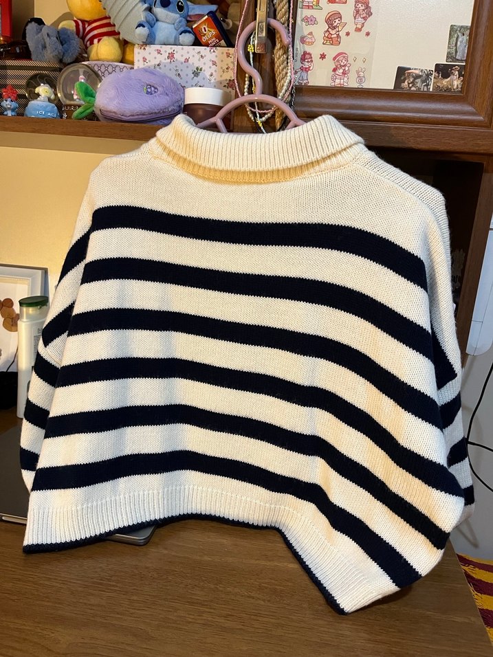 Kadın Çizgili Örgü Uzun Kollu Kazak - Görsel 3