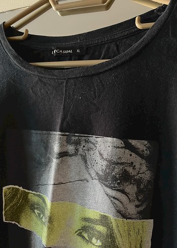 LC Waikiki Siyah Hehkel Art Baskılı Oversize Kısa Kollu Tişört