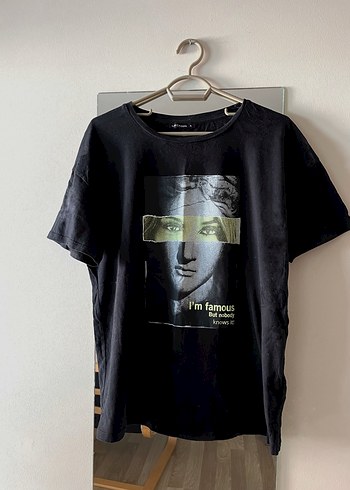 Siyah Hehkel Art Baskılı Oversize Kısa Kollu Tişört