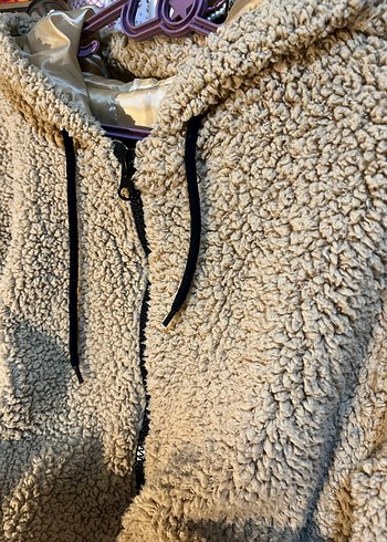 Peluş Kapüşonlu Kahverengi Kadın Hırka Ceket - Görsel 2