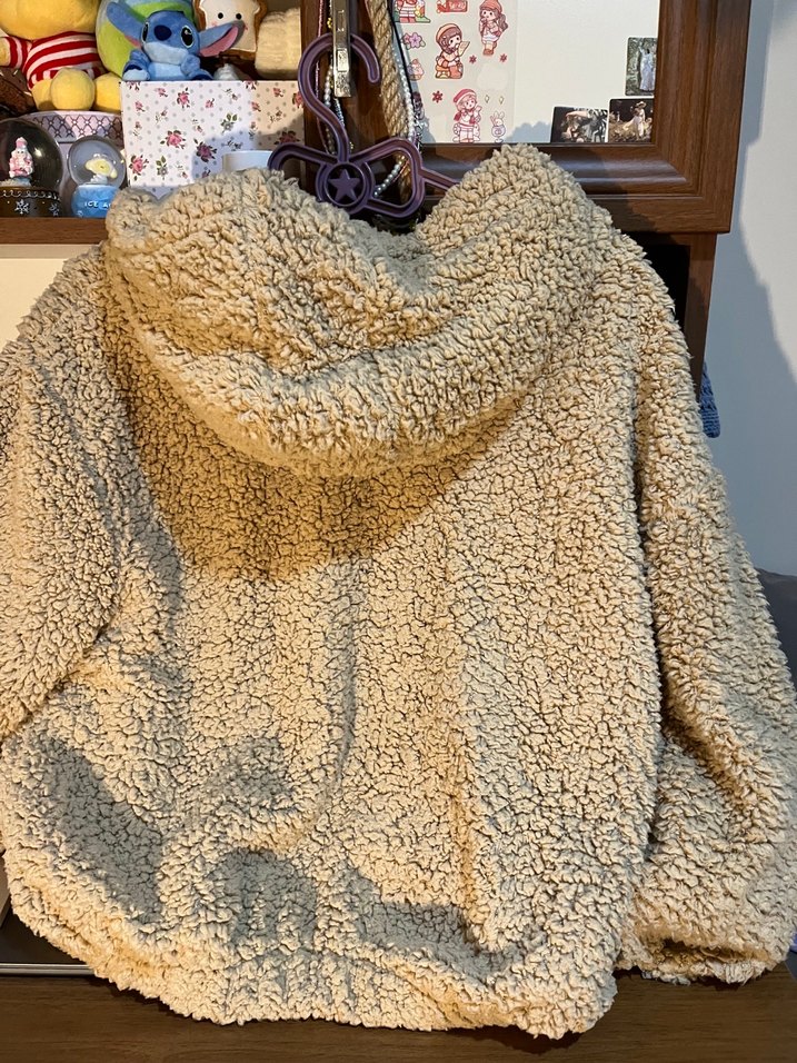Peluş Kapüşonlu Kahverengi Kadın Hırka Ceket - Görsel 3