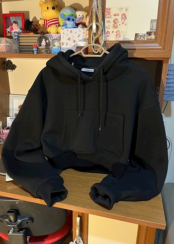 Siyah Kapüşonlu Salaş Sweatshirt