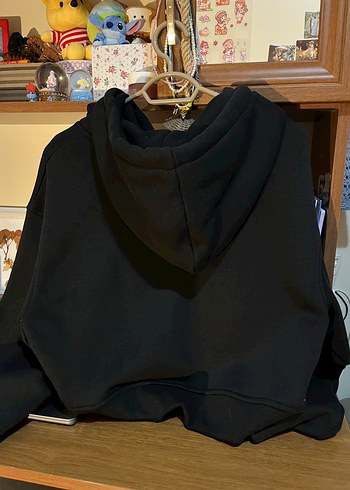 universal Beden Siyah Kapüşonlu Salaş Sweatshirt