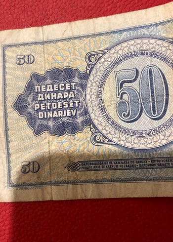 Eski Yugoslavya 50 Dinara Banknotu