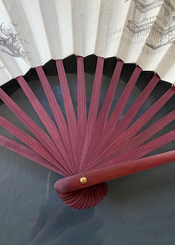Bordo Katlanabilir Ahşap Yelpaze
