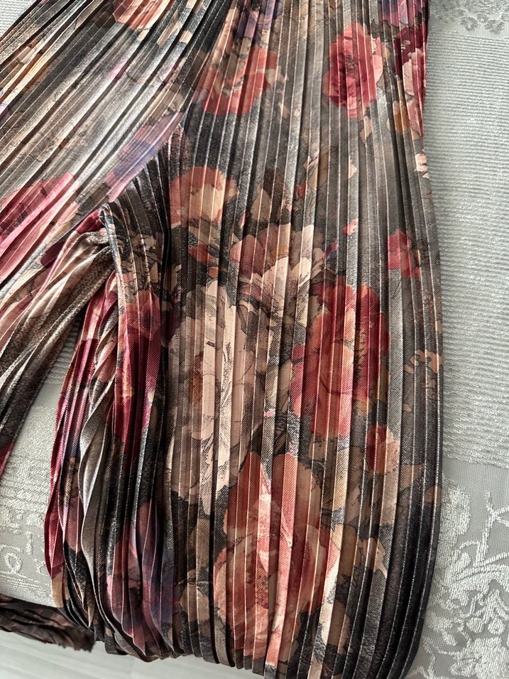 Pliseli Çok Renkli Bohem Uzun Kadın Tulum - Görsel 2