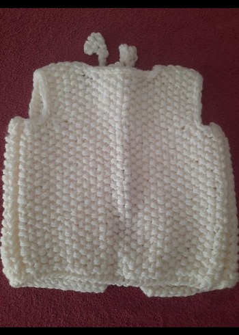 Kız Çocuk Beyaz Örgü Bohem Yelek - Görsel 2