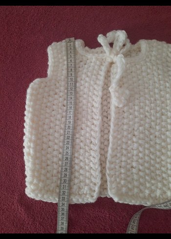 Kız Çocuk Beyaz Örgü Bohem Yelek - Görsel 4