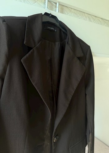 Trendyol & Milla Düğmeli Kahverengi Keten Kadın Blazer