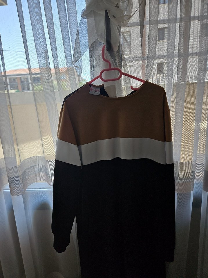 Bej renkli elbise - Görsel 2