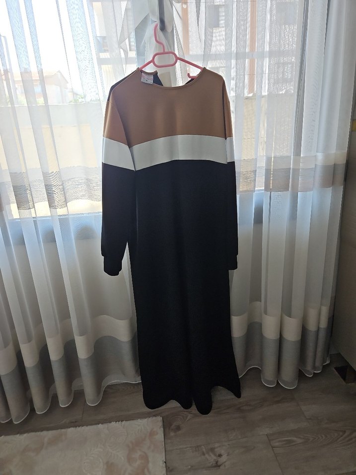 Bej renkli elbise - Görsel 3