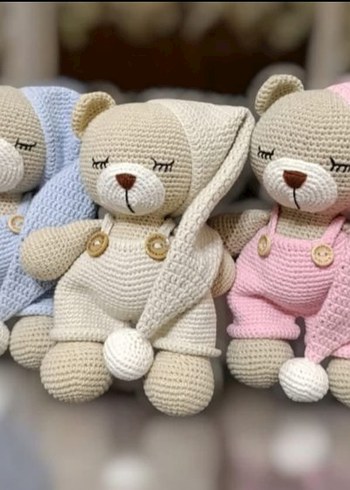 Pastel Renkli Örgü Ayıcık Peluş Oyuncak