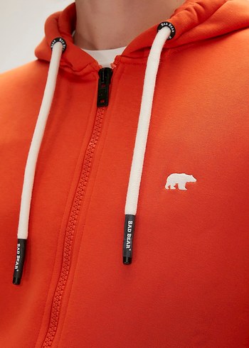 Bad Bear Turuncu Kapüşonlu Fermuarlı Erkek Sweatshirt - Görsel 2