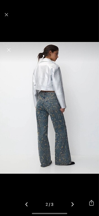 Pull and Bear Pull and bear metalik deri ceket