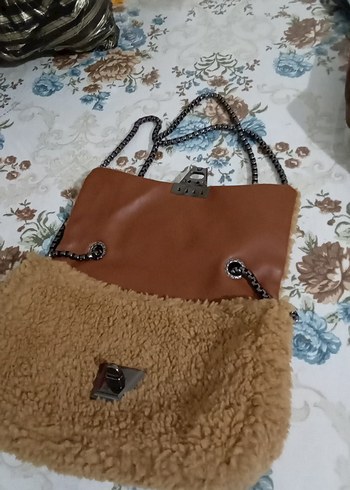  Beden Kahverengi Kürklü Bohem Kadın Çanta