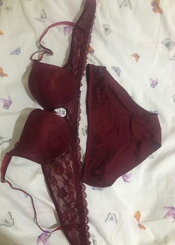 Bordo Dantelli Midi Sütyen Takımı - Görsel 5