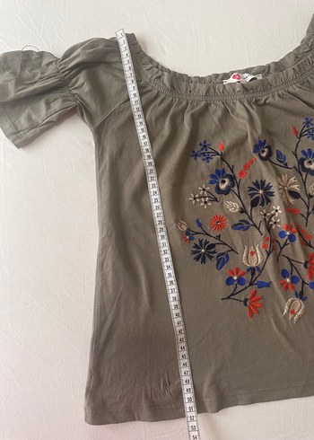 Nakışlı Gri Bohem Kadın Bluz - Görsel 4