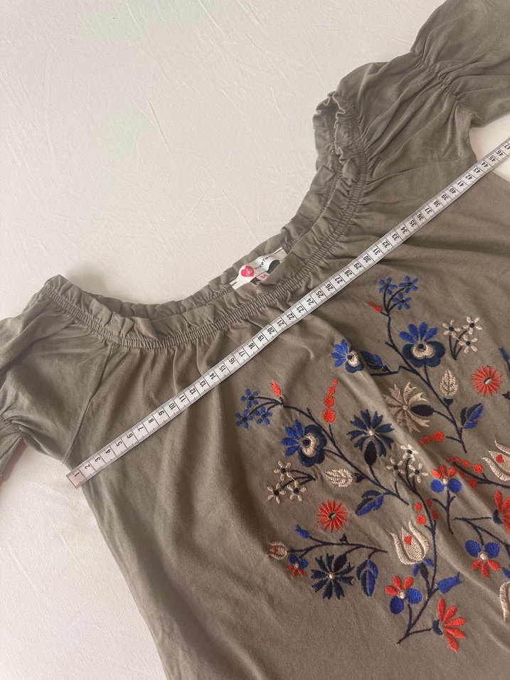 Nakışlı Gri Bohem Kadın Bluz - Görsel 3