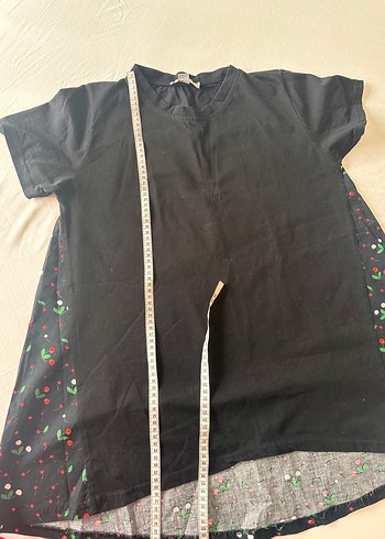 Desenli Arkası Düğmeli Siyah Hamile Tişörtü - Görsel 4