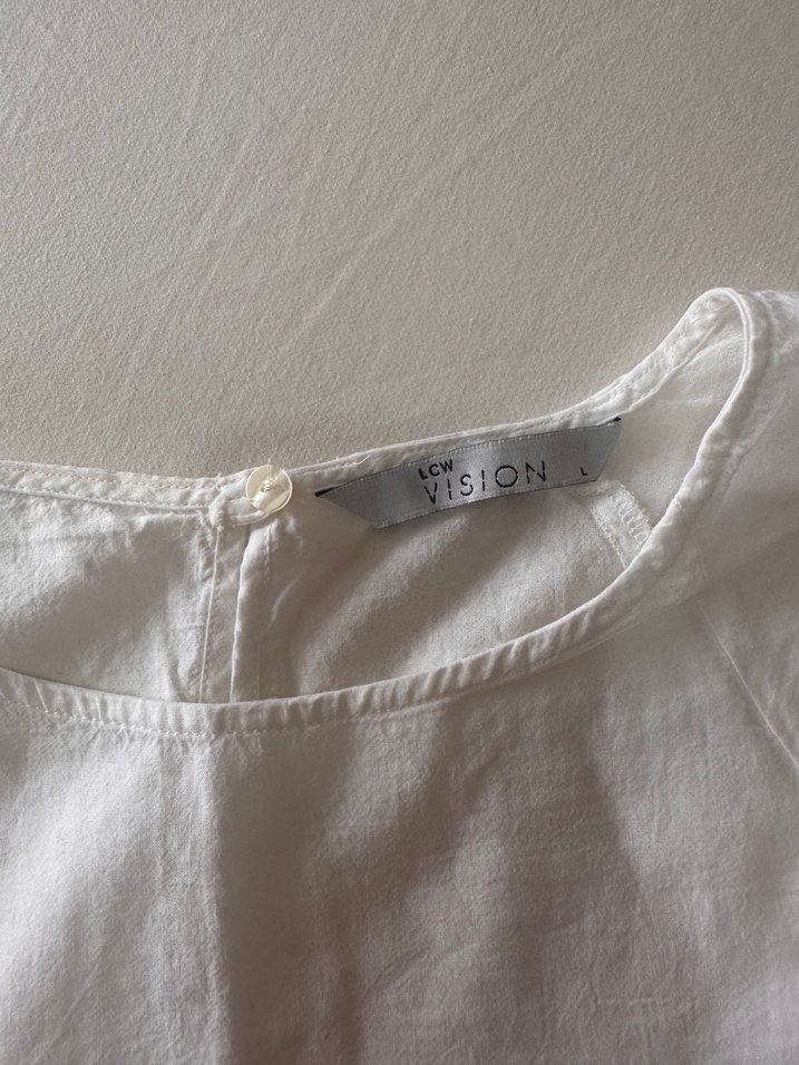 Nakışlı Dantel Detaylı Bohem Beyaz Mini Bluz - Görsel 2