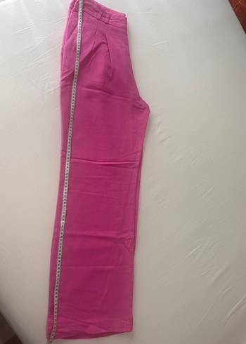 Pembe Salaş Midi Kadın Keten Pantolon - Görsel 5