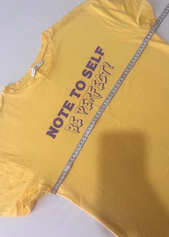 Sarı Kadın Kısa Kollu Baskılı Tişört - Görsel 3