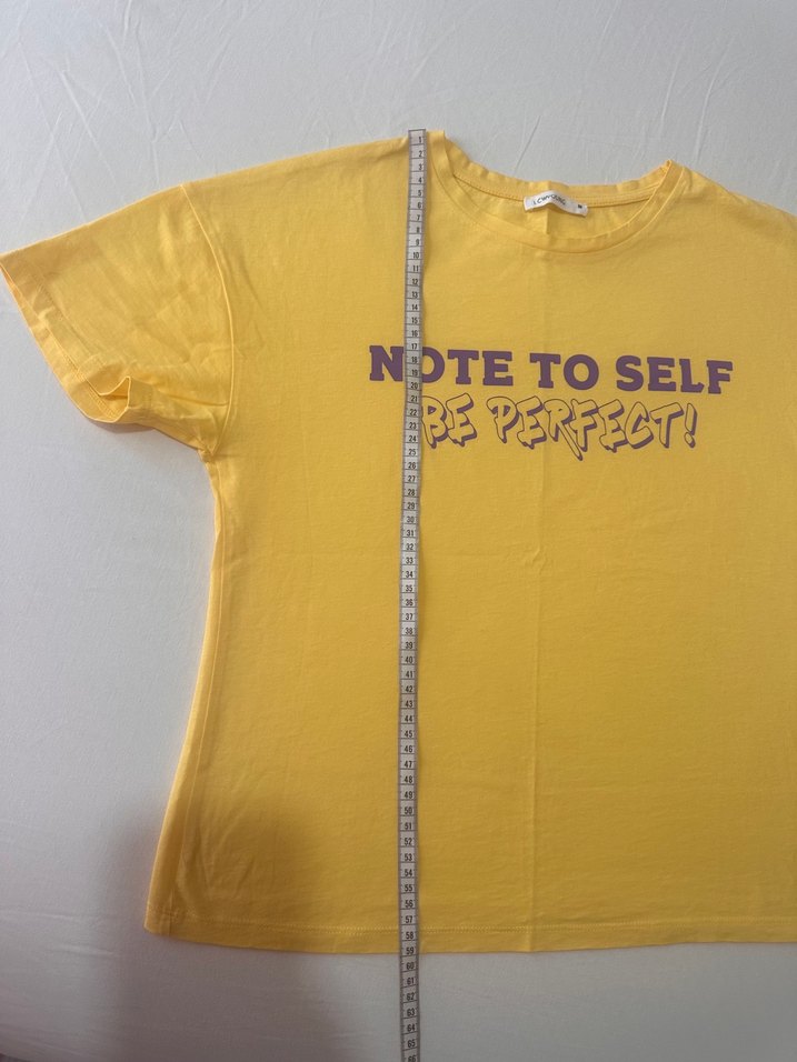 Sarı Kadın Kısa Kollu Baskılı Tişört - Görsel 4