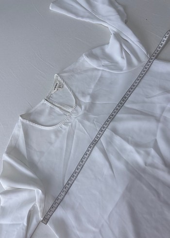 Beyaz Keten Uzun Kollu Basic Bluz - Görsel 4