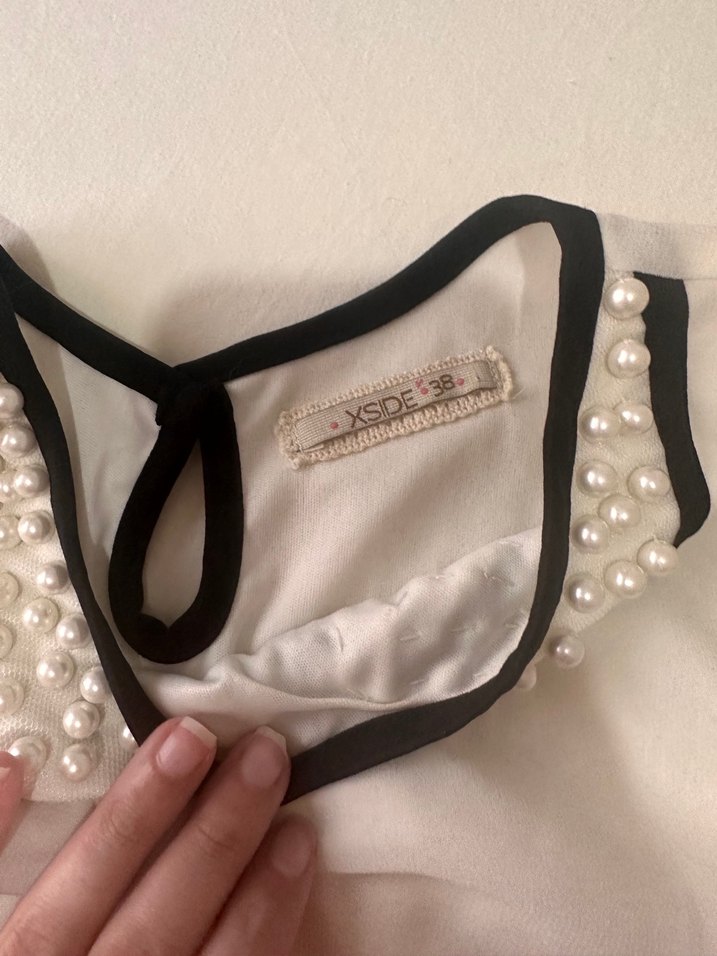 Kolsuz, Yaka Detaylı Midi Elbise - Görsel 3