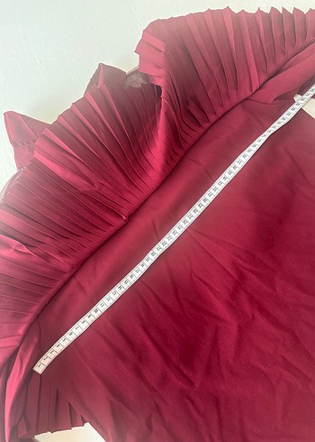 Bordo Pileli Yüksek Yakalı Kadın Bluz - Görsel 3