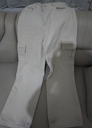 Krem kargo pantolon 