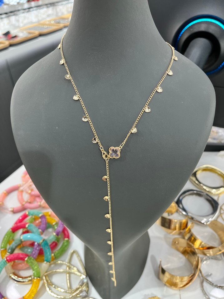 Zincir Detaylı Bohem Uzun Altın Kolye - Görsel 3