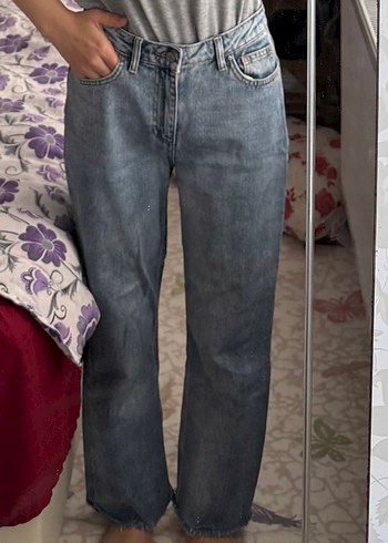 Mom jean mavi kot pantolon