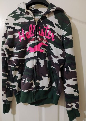 Kız Çocuk Pembe Kamuflaj Fermuarlı Kapüşonlu Ceket