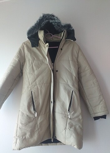 Kız çocuk 10 yaş uzun kürklü şişme mont - Görsel 2