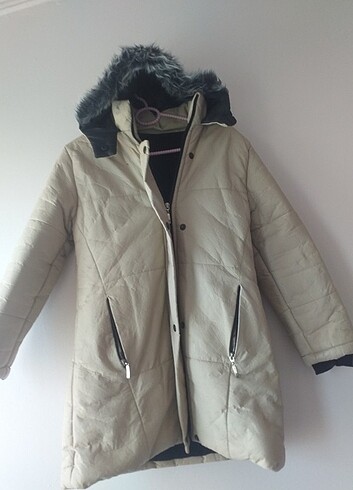 Kız çocuk 10 yaş uzun kürklü şişme mont - Görsel 3