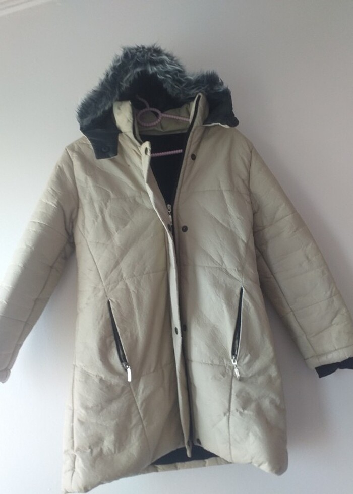 Kız çocuk 10 yaş uzun kürklü şişme mont - Görsel 3