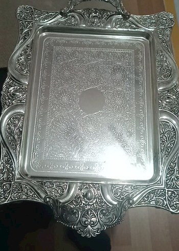 Beden Renk Gri Soyut Desenli Parlak Tepsi