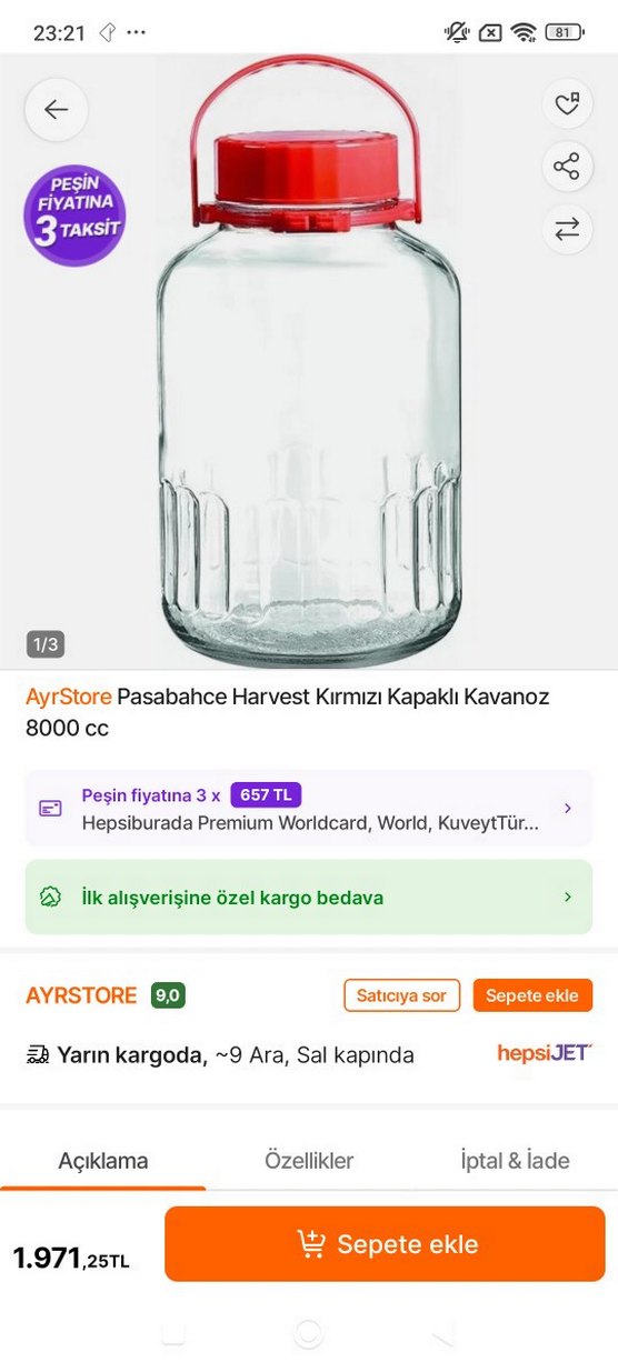 Kırmızı Kapaklı Cam Saklama Kabı - Görsel 4