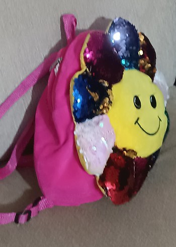 Renkli Payetli Gülümseyen Yüz Çocuk  çanta - Görsel 3